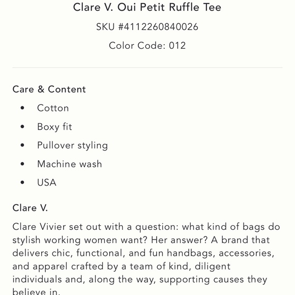 Clare V. Oui Petit Ruffle Tee - Picture 9 of 9